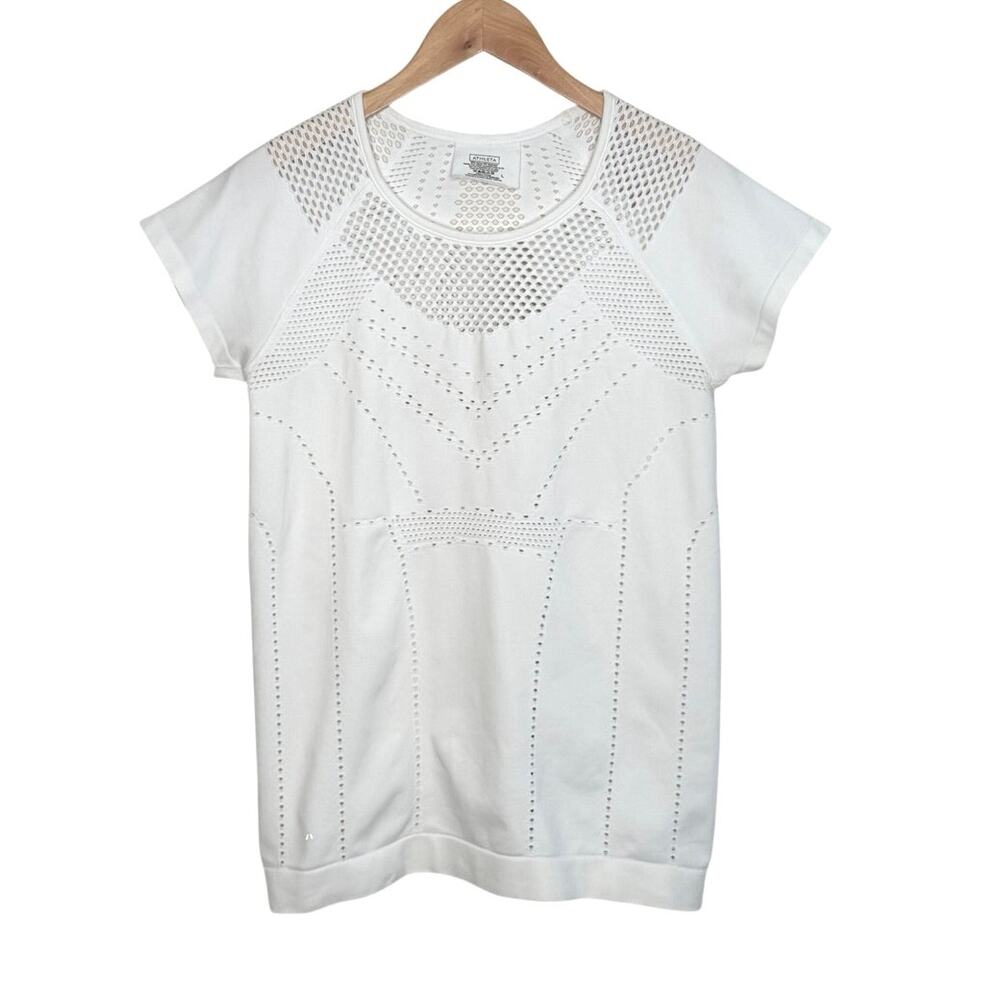 Athleta white seamless vented cutout workout top size large